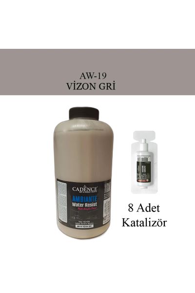 AMBIENTE SUYA DAYANIKLI  BOYA - 19 VİZON GRİ 2000 ML + KATALİZÖR 80gr