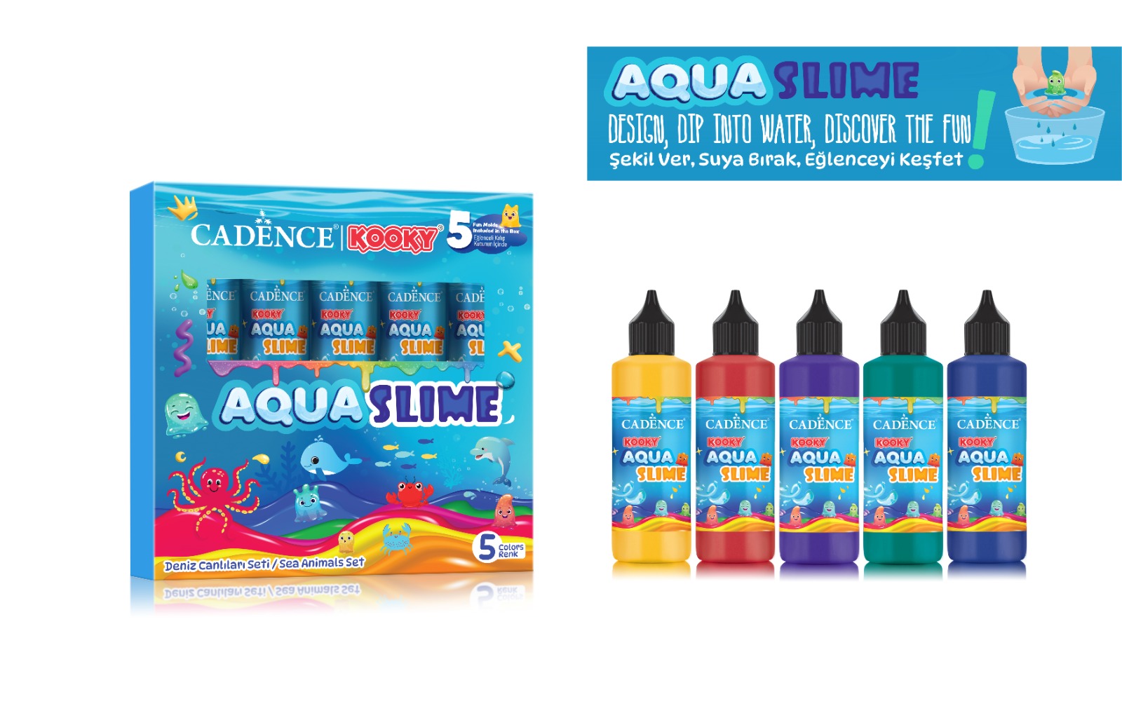 KOOKY AQUASLIME DENİZ CANLILARI SETİ 5X90ML