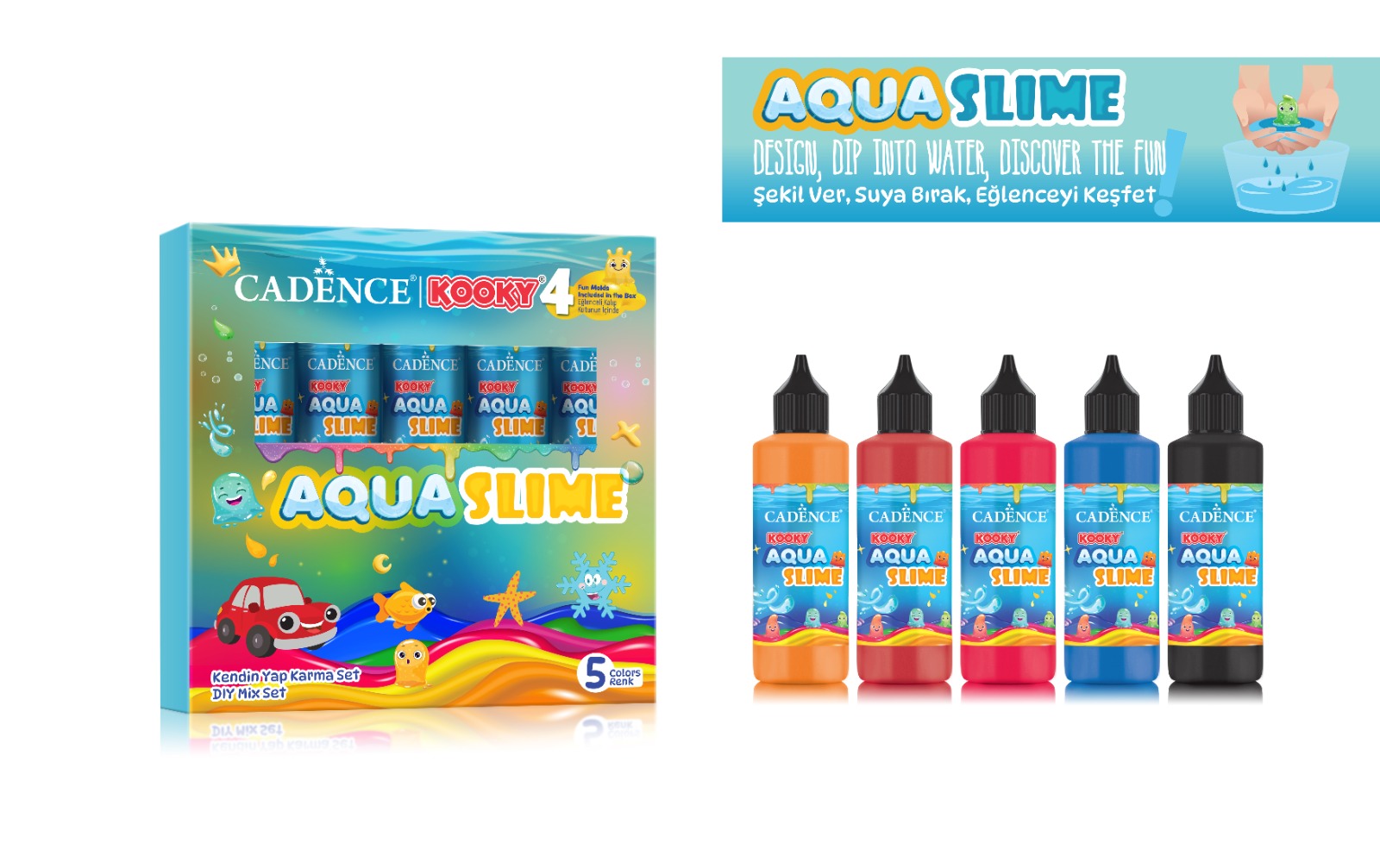 KOOKY AQUASLIME KENDİN YAP KARMA SET 5X90ML