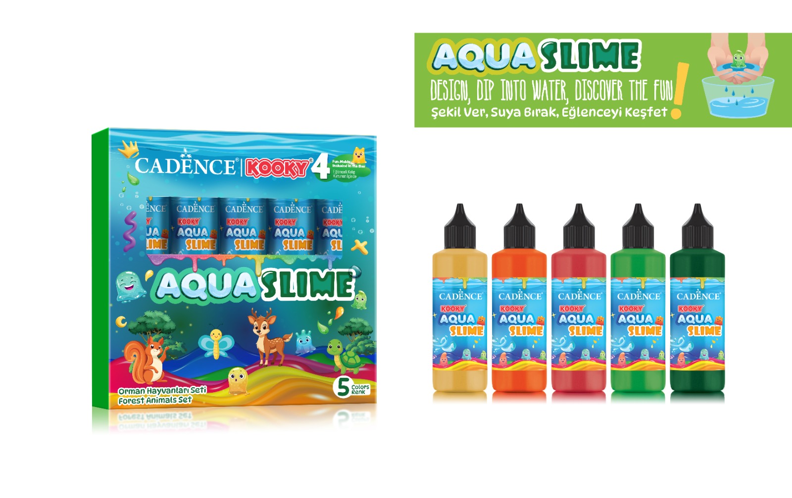 KOOKY AQUASLIME ORMAN HAYVANLARI SETİ 5X90ML