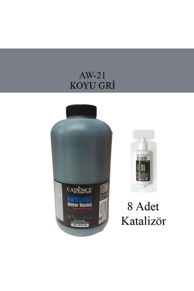 AMBIENTE SUYA DAYANIKLI  BOYA - 21 KOYU GRİ 2000 ML + KATALİZÖR 80gr