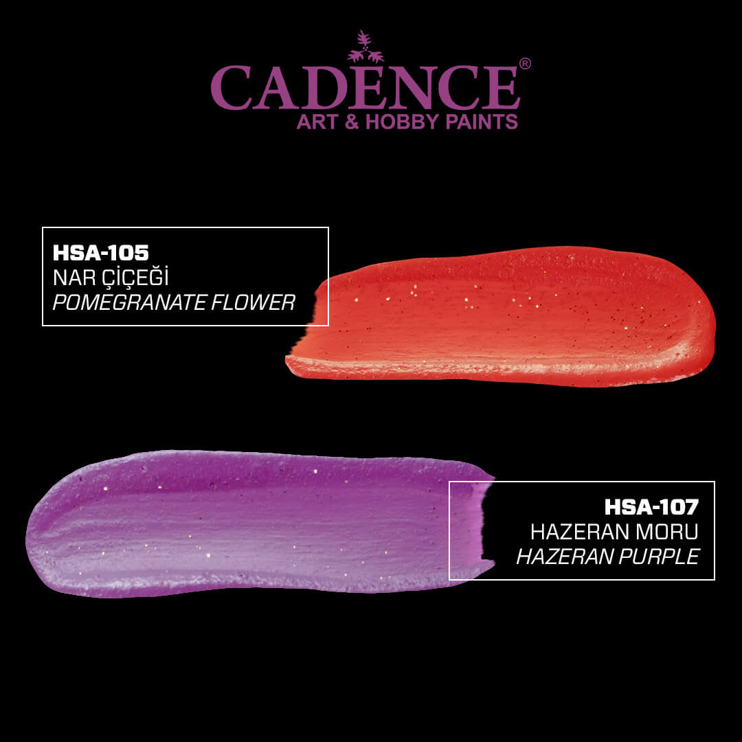 Hazeran Moru Cadence Multisurface Altın Simli Akrilik Boya HSA107 - 500 ML renkleri