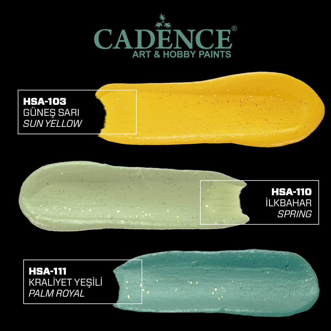 Kraliyet Yeşili Cadence Multisurface Altın Simli Akrilik Boya HSA111 - 500 ML renkleri