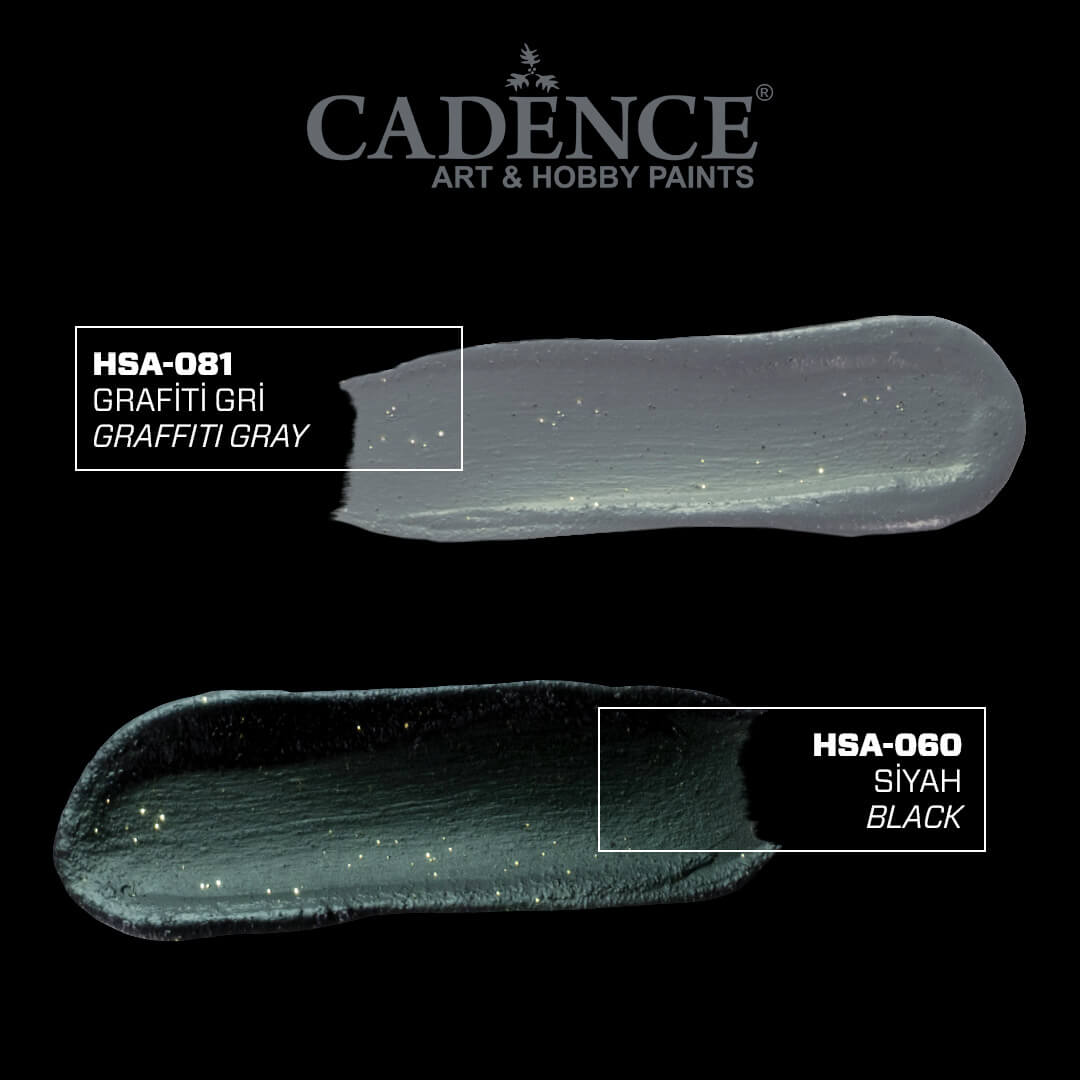 Siyah Cadence Multisurface Altın Simli Akrilik Boya HSA060 - 500 ML renkleri