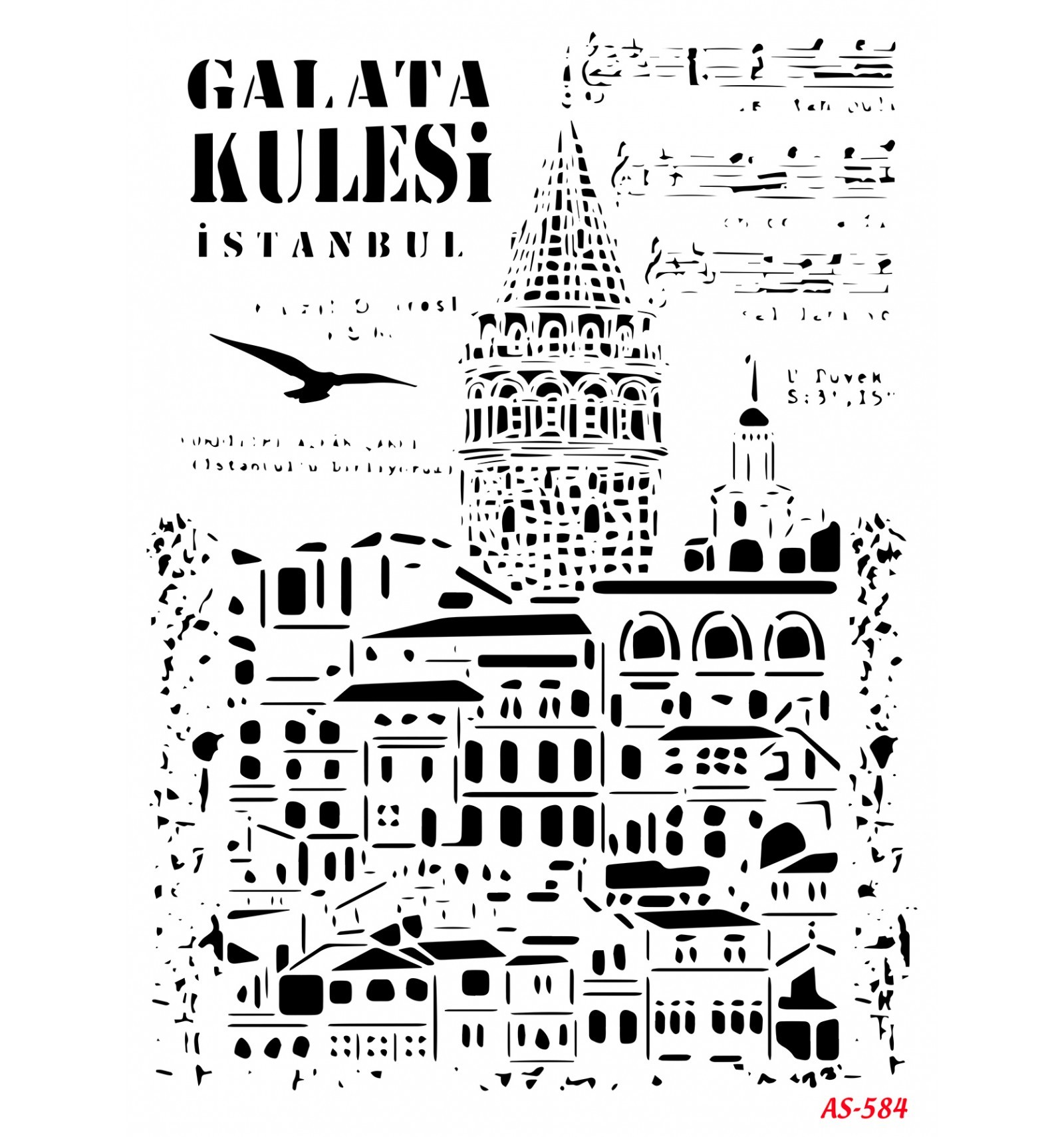 Galata Kulesi Cadence A4 Stencil AS584 - galata kulesi -