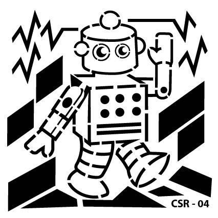Sevimli Robot Çocuk Stencil CSR-04 ( 25 x 25 )
