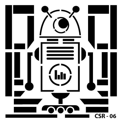 Sevimli Robot Çocuk Stencil CSR-06 ( 25 x 25 )