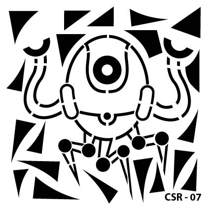Sevimli Robot Çocuk Stencil CSR-07 ( 25 x 25 )