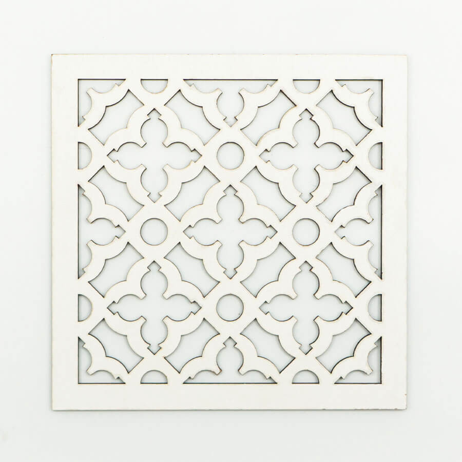 Yonca Desen Dekoratif Süs - M5 - Gümüş - 30 x 30 cm